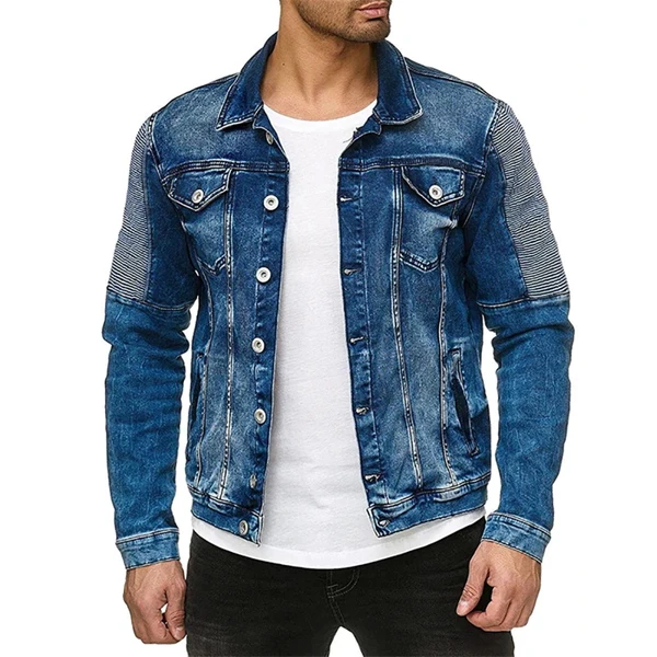 Wholesale Jeans Jacket For Men Ripped Jean Jackets Causal Streetwear Denim Rivets Clothes
