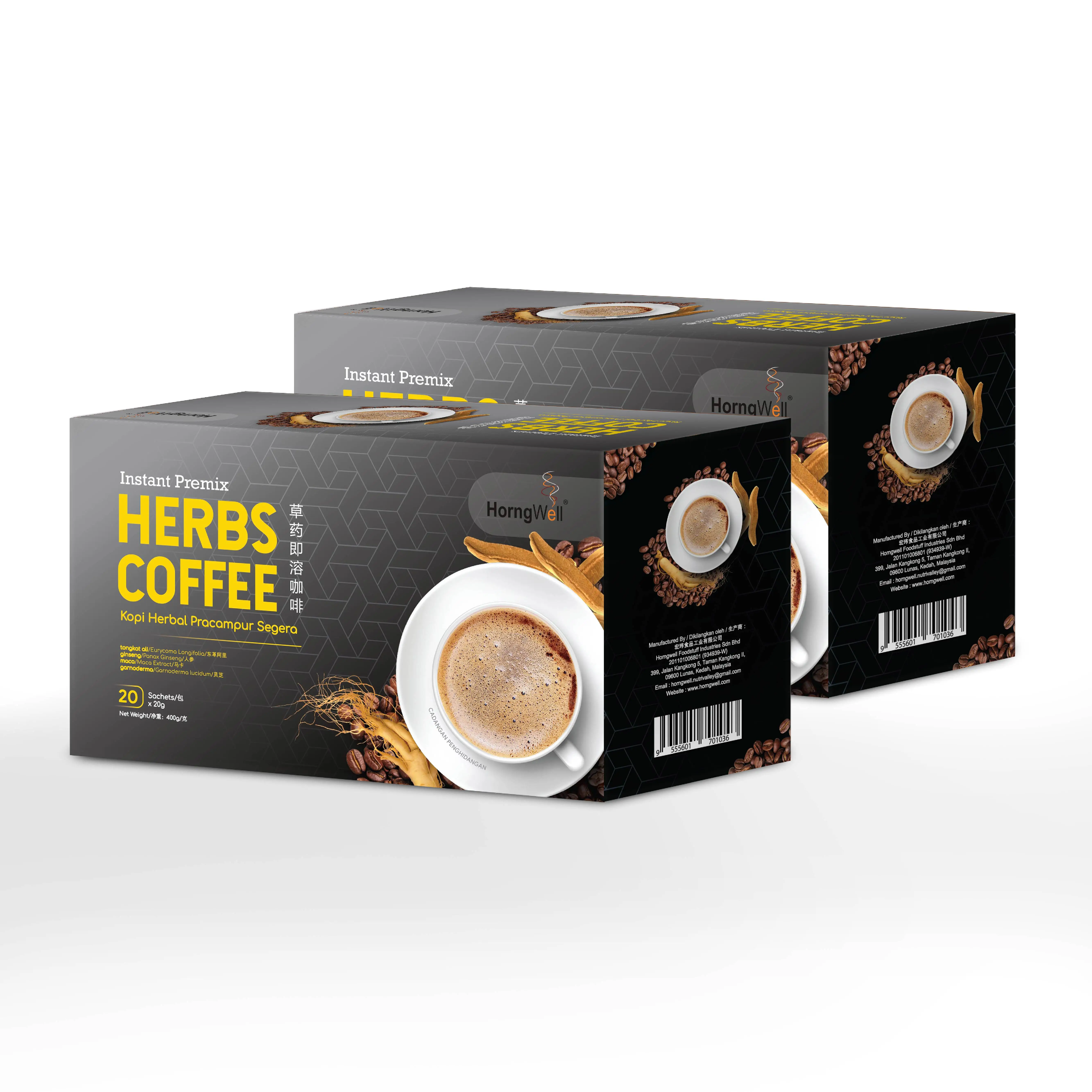 OEM Herbs Coffee With Maca Tongkat Ali Ganoderma and Ginseng For health With Sachets Packaging