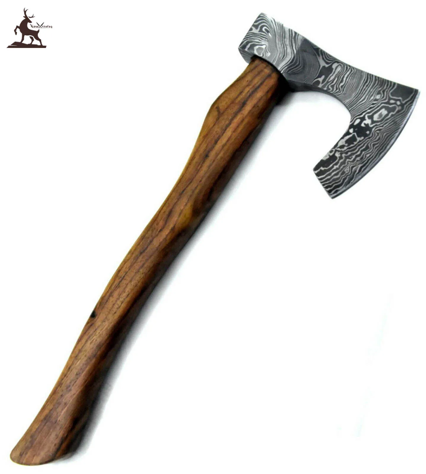 KK Custom Hand Made Damascus Tomahawk Axe Hunting Axe Hacthet Axe, Walnut Handle