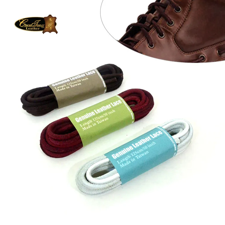 Кожаные шнурки 100% из сыромятной кожи вощеные круглые для обуви