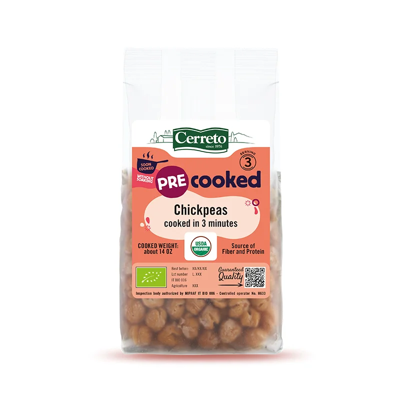 Made in Italy Organic no soaking Precooked Chickpeas ready in 3 minutes 150g