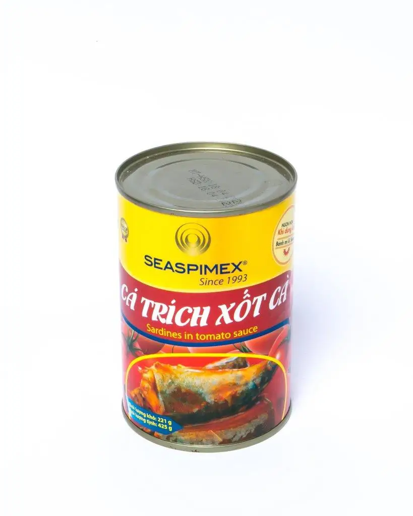 CANNED SARDINE IN TOMATO SAUCE MANUFACTURED BY SEASPIMEX VIETNAM (PACKING: 155G/185G/425G/850G)