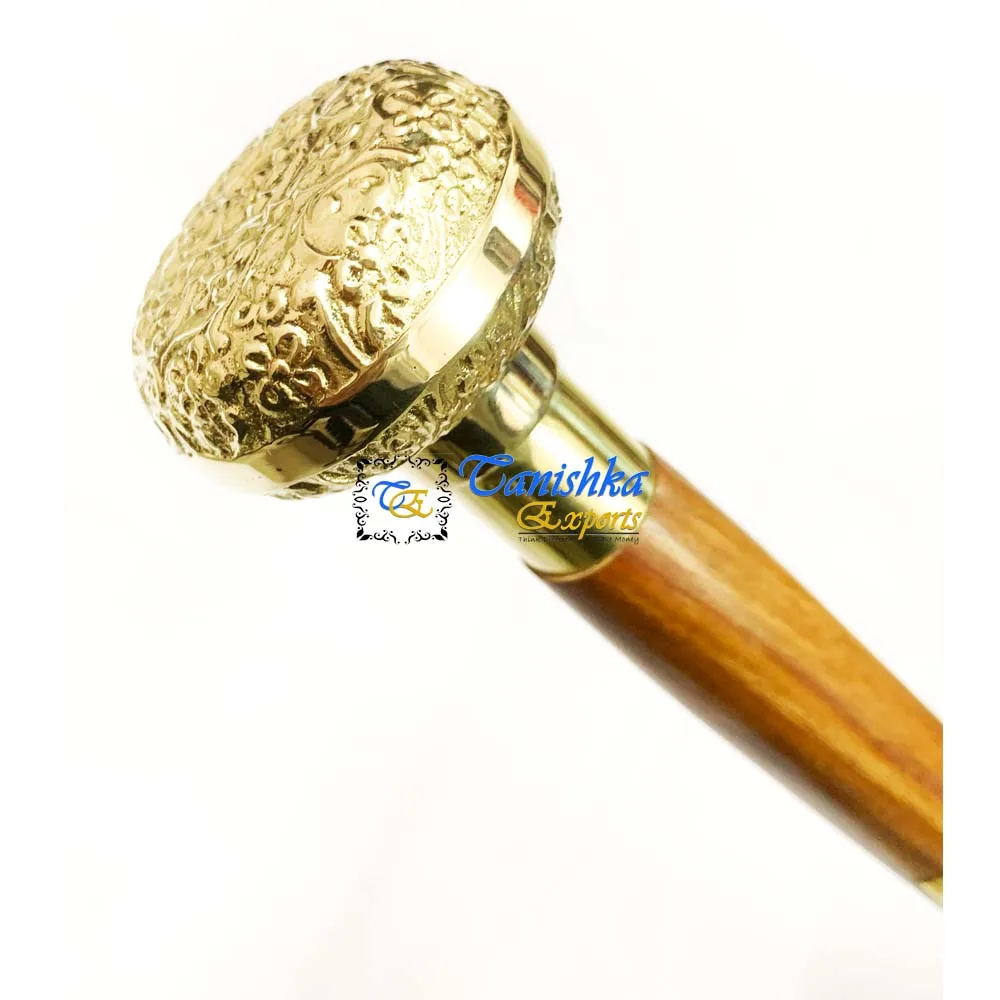 Designer Personalized Walking Stick Camping Hiking Wooden Walking Stick Designer Nautical Brass Walking Stick