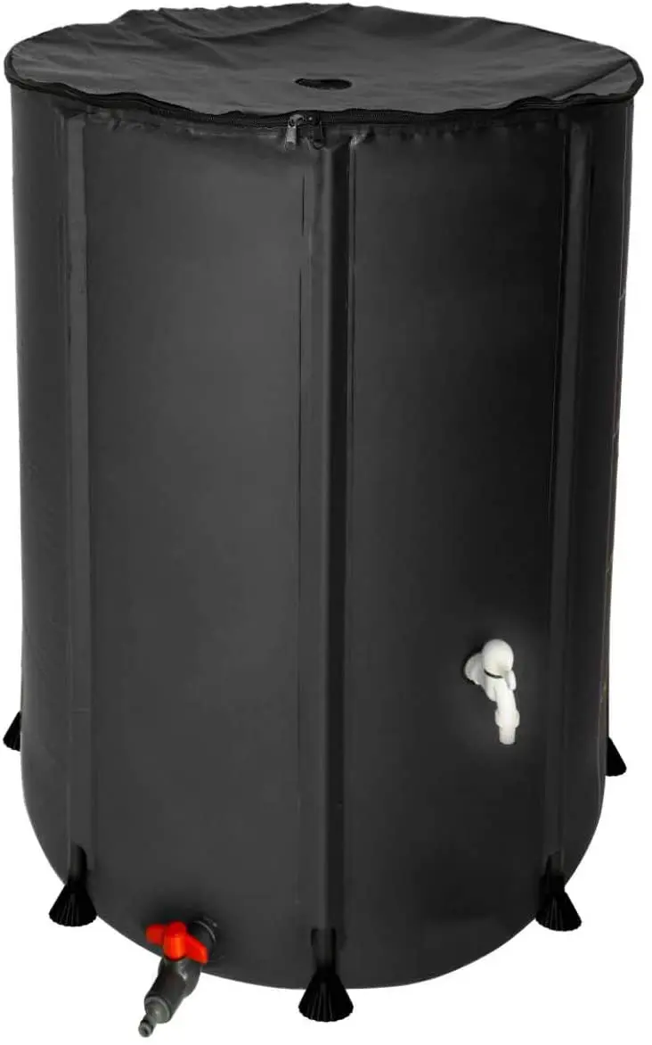 Permanent  Black Collapsible 100 gallon Small Garden Rain Barrel Water Tank