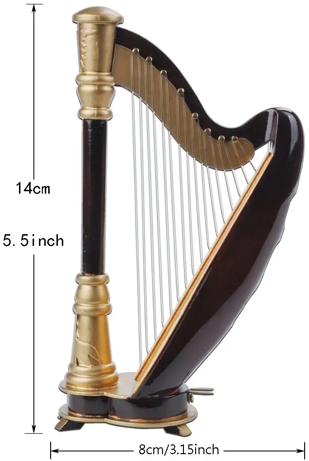 Мини арфа 14 см Hand-made деревянная музыкальный инструмент Реплика домашний офисный стол украшение праздничный подарок