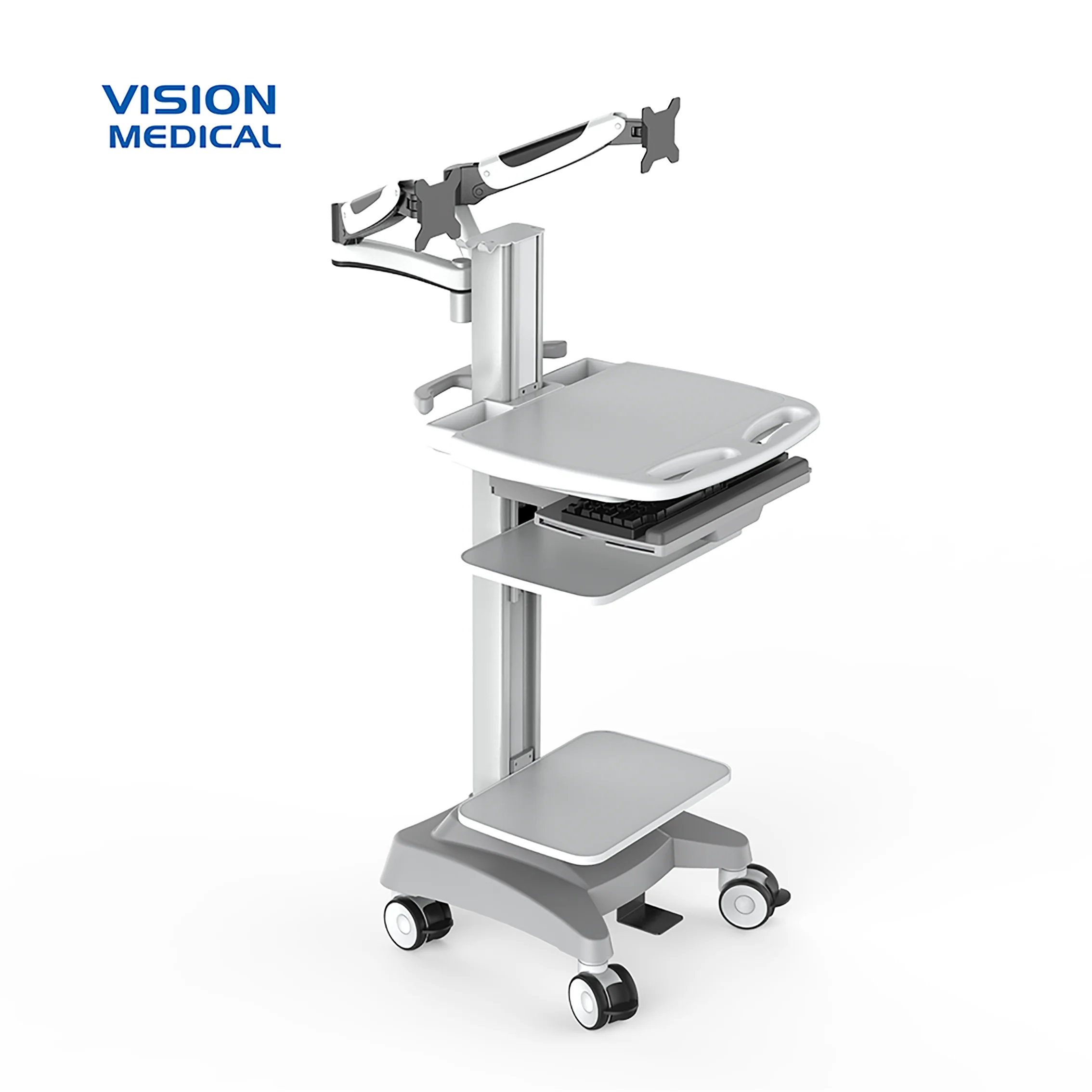 Mobile medical computer telemedicine cart two arms tablet trolley certified nursing cart portable
