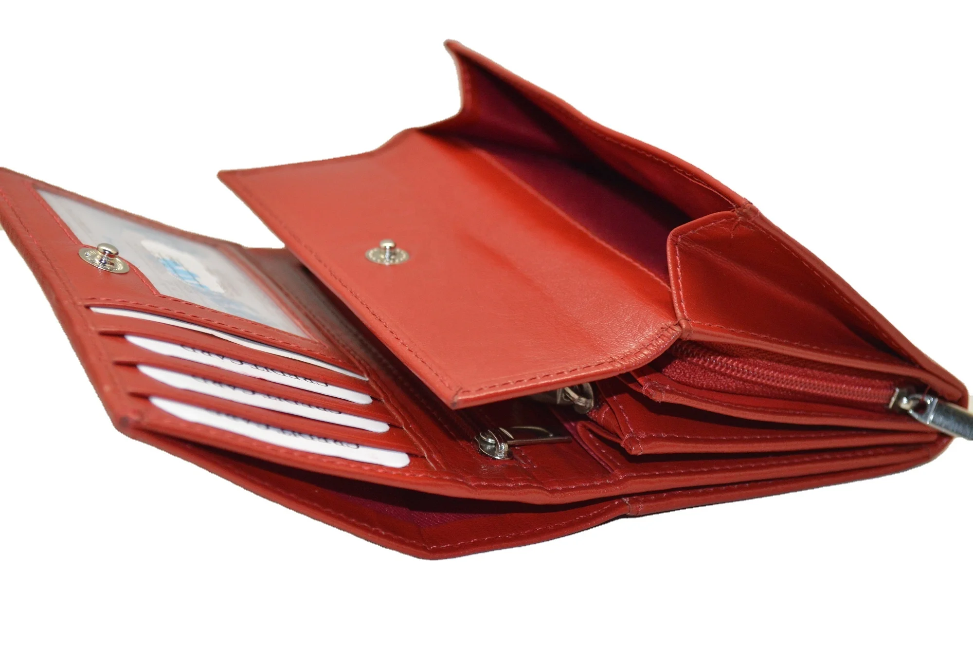 Small Wallets for Women trifold Leather Short Wallet Lady Mini Purse Card Case Holder with ID Window Red