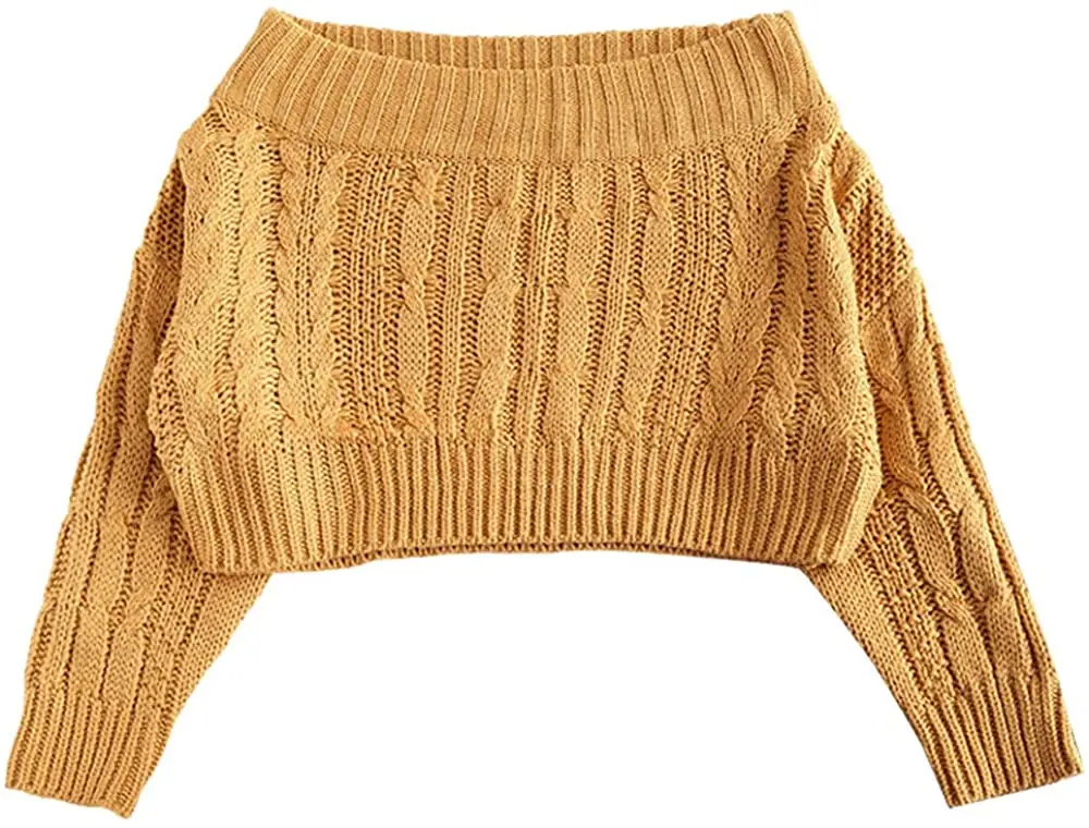 Womens Sweater Womens Casual Jumper Boat neck Regular Fit Jumper Cable Knit Sweater