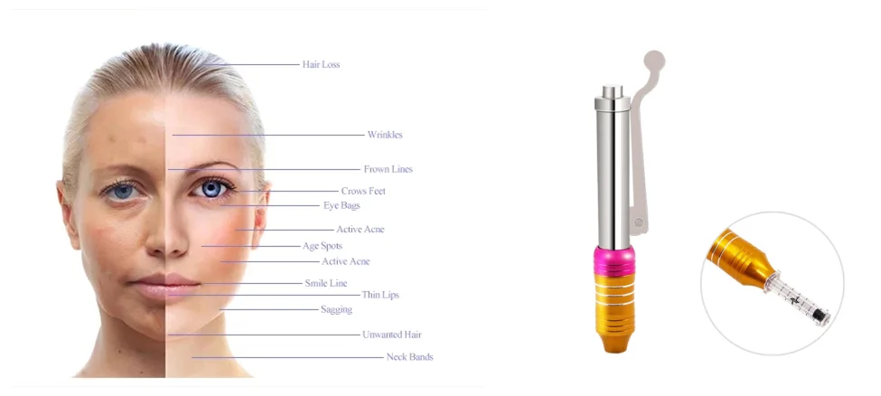 HA face 0.3ml 0.5ml ampole  Lips Filling Needle Free Injection Anti beauty aging Hyaluronic Injector Pen Gun