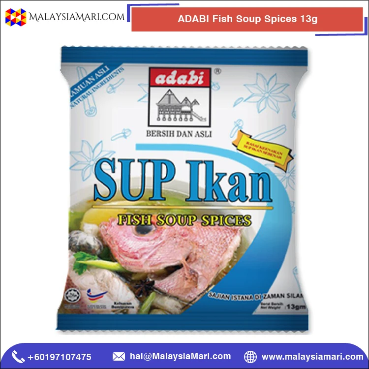
Raw Style Easy to Cook ADABI Fish Soup Spices Powder 13g with 18 Month Shelf Life 
