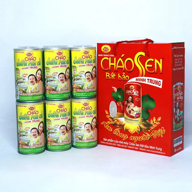 Canned instant Pork Rib and vegetables porridge  from Vietnam - No preservative