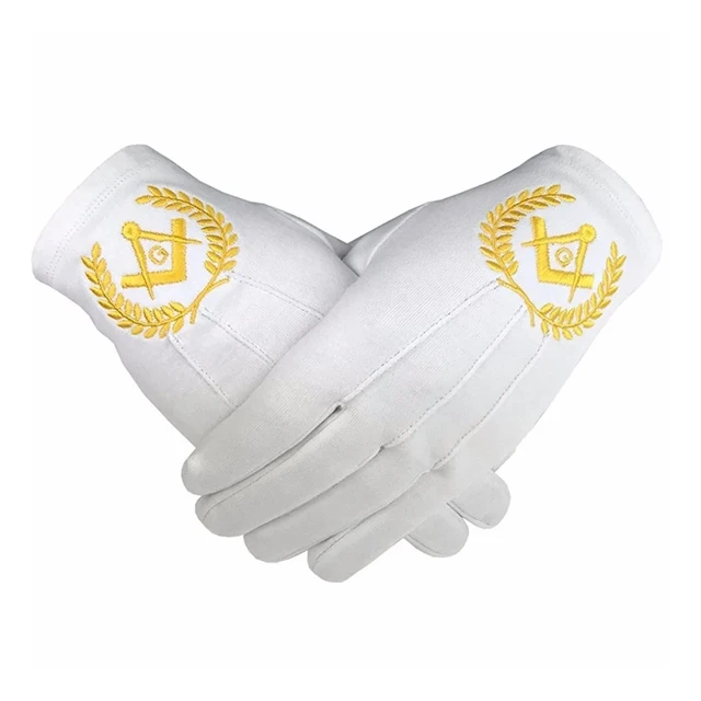 Мужские масонские перчатки с полными пальцами длинные ручной вышивкой распродажа
