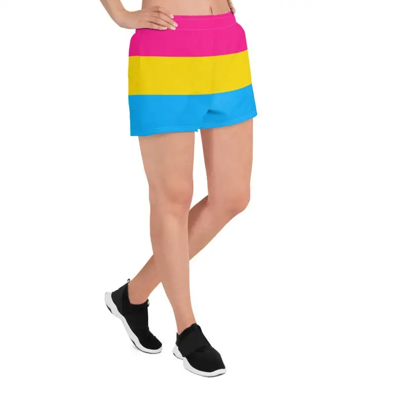 Pride Pan Flag with Pockets, Pan Pride Shorts, Gym Shorts Flag Workout Shorts