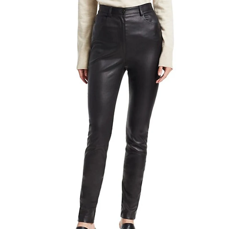 Custom OEM Womens Stretchy Leather Pants High Quality Fashionable and Comfortable Tailored Pants for a Perfect Fit