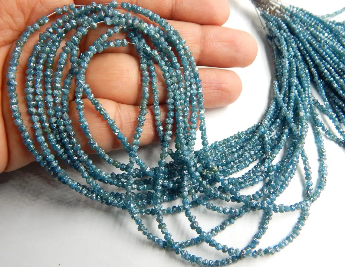 Fancy Color Rough Diamond Beads.natural Rough Diamond Beads - Cheapest Rough Diamond Beads Surat India Natural Blue Color 1-2 MM