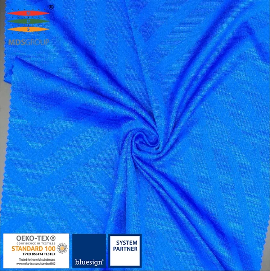 ECO-FRIENDLY/SPORTSWEAR/LIFE WEAR/T-SHIRT/JERSEY 51%RECYCLE POLYESTER 49%SLUB YARN CIRCULAR KNIT HYDROPHILIC COMPUTER JACQUARD