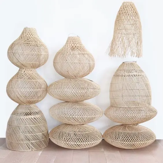 Natural Vintage Bamboo Natural Lanterns Bamboo Candle Lanterns Customized Size 0084947900124