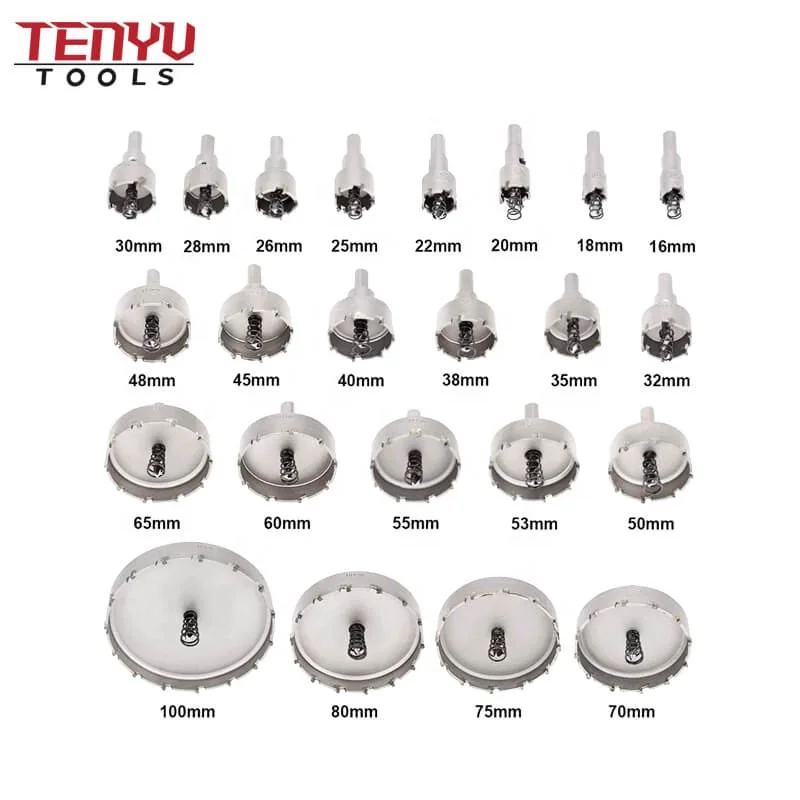 6Pcs TCT Hole Saw Set with Carbide Tipped Tooth Hole Saw Core Bit Kit Cutter for Stainless Steel Metal Wood Drilling