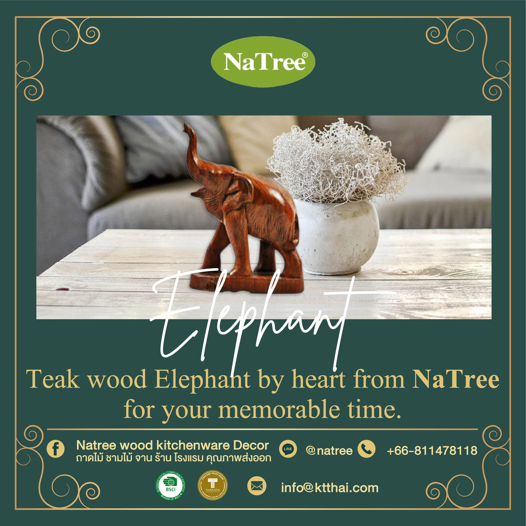 Premium Handicraft of Thailand Carved wood decor Cat wood Home decoration