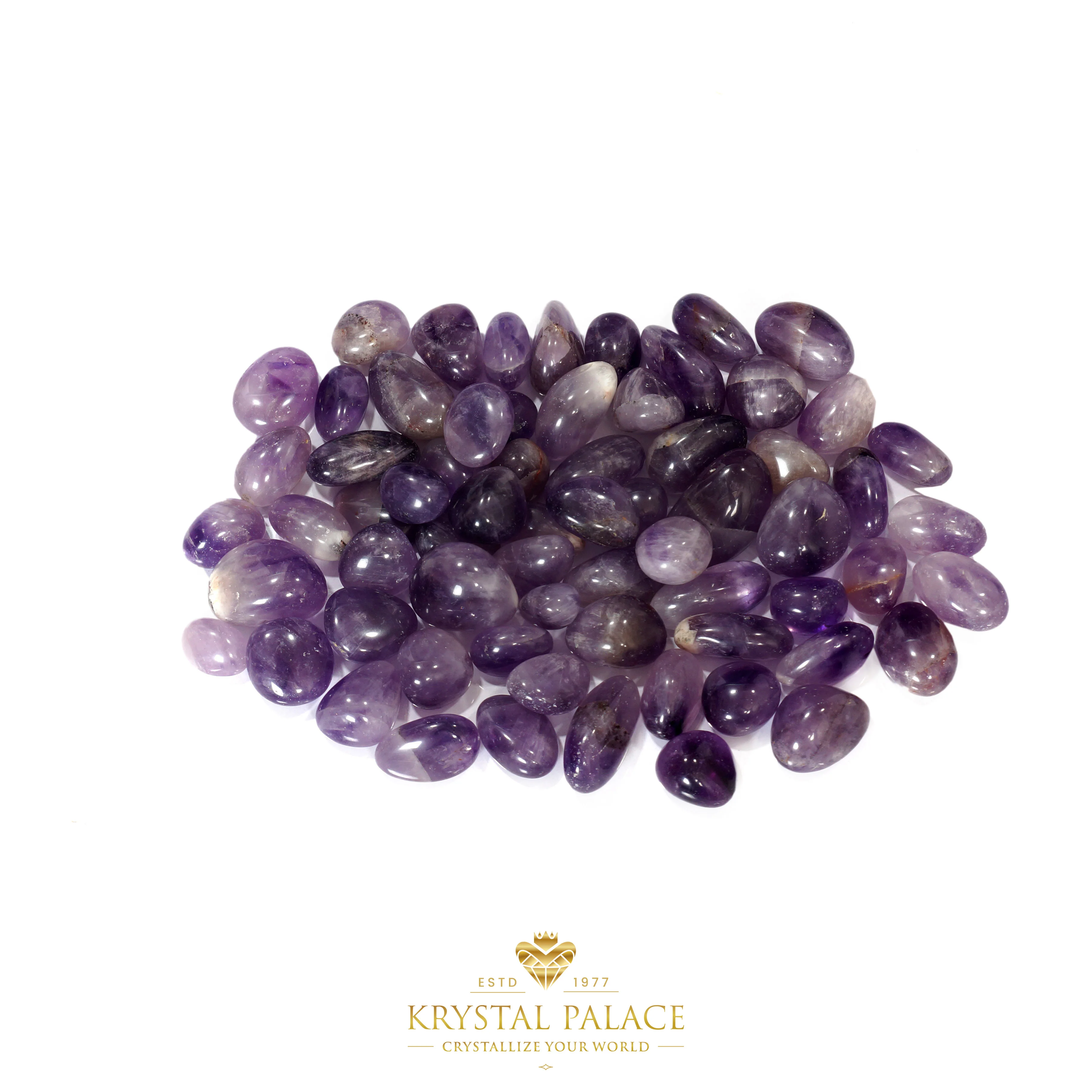 
BULK WHOLESALE AMETHYST TUMBLED PEBBLES STONES FOR HEALING AND LANDSCAPING BY KRYSTALPALACE 