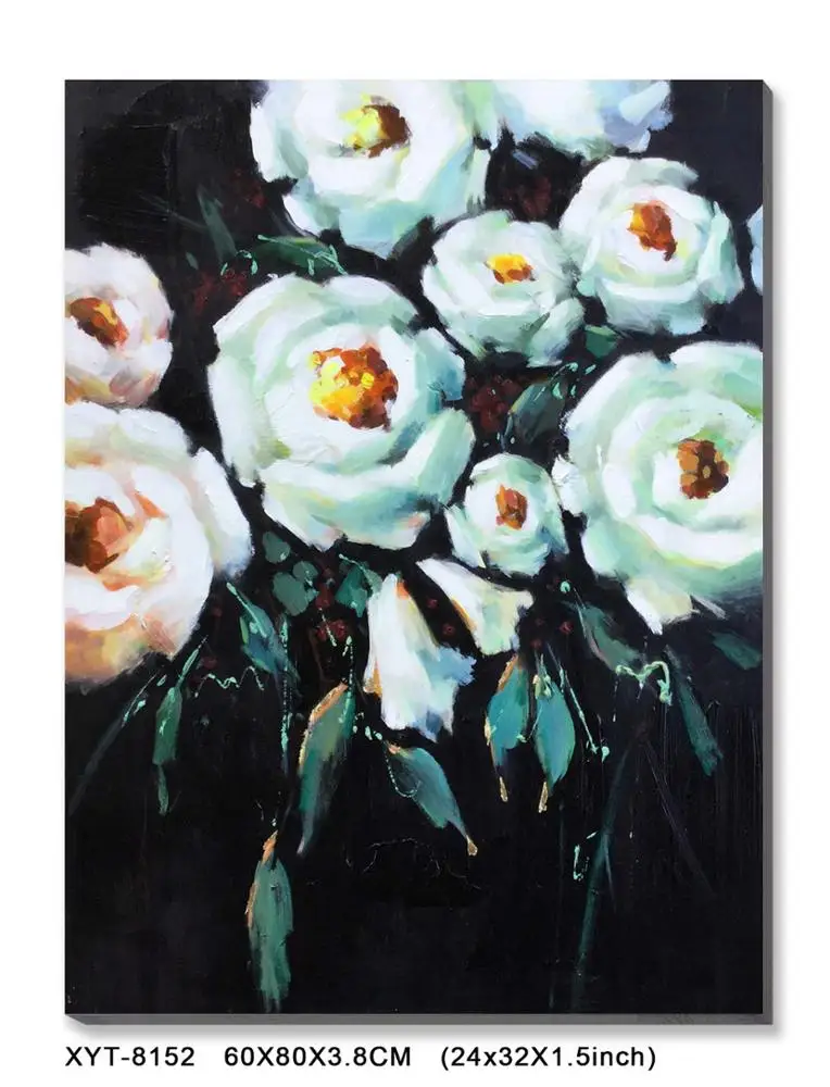 Абстрактная картина маслом на холсте с цветами