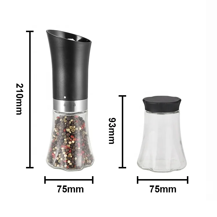 2023 New Arrivals Online Gravity Electric Battery Salt and Pepper Grinder Set with 2 PCS Glass Jars
