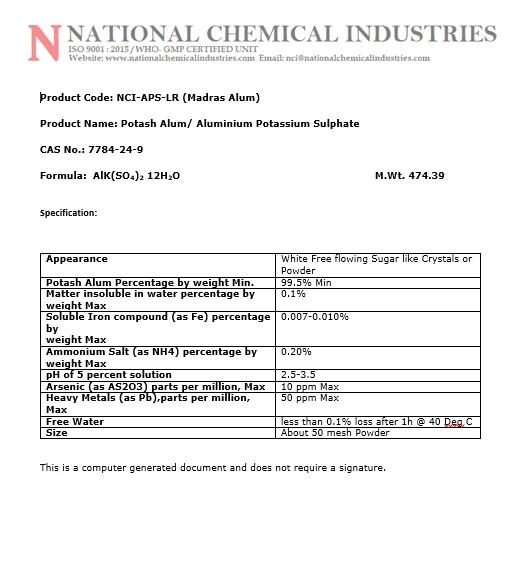  Сульфат калия и алюминия (калийный алюминий) (класс AR)