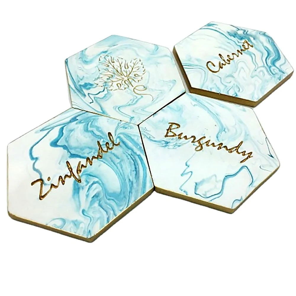 New Design Poly Resin Coaster Cup Mat for Home Decorations Set of 4