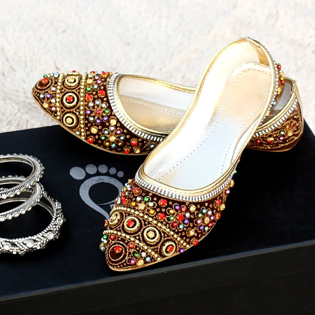 2021 Wholesale designs khussa shoes pretty pink khussa with gold embroidery flat khussa