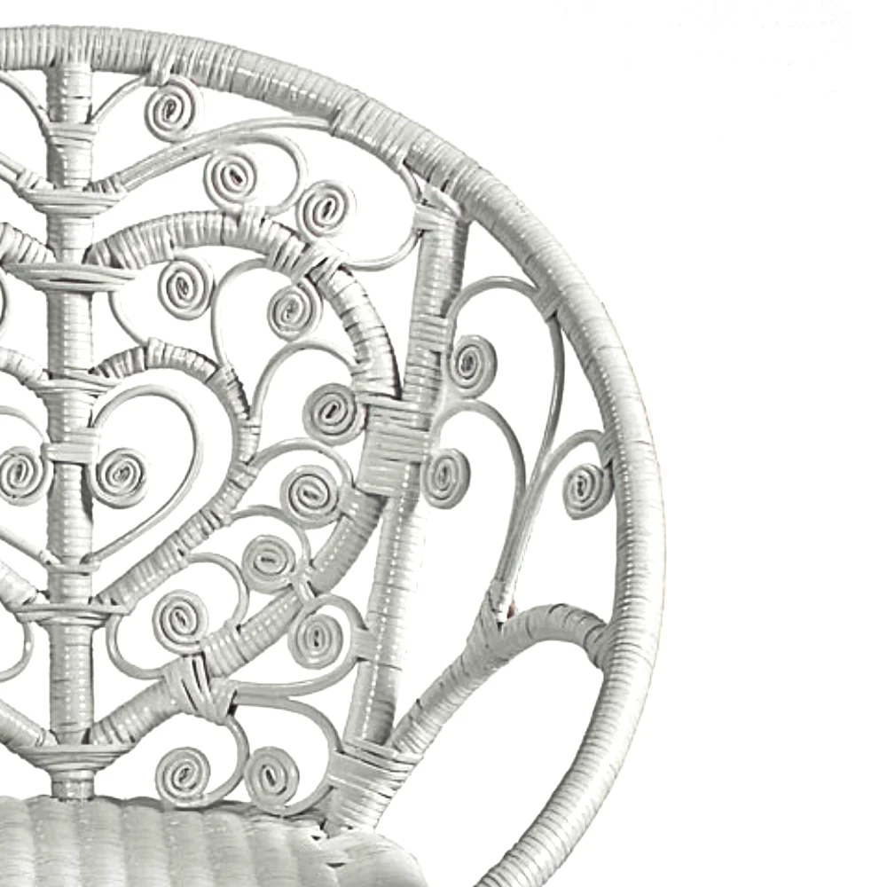 Best Seller Wholesale Natural Rattan Chair Furniture White Color and Leg Metal Powder Coated