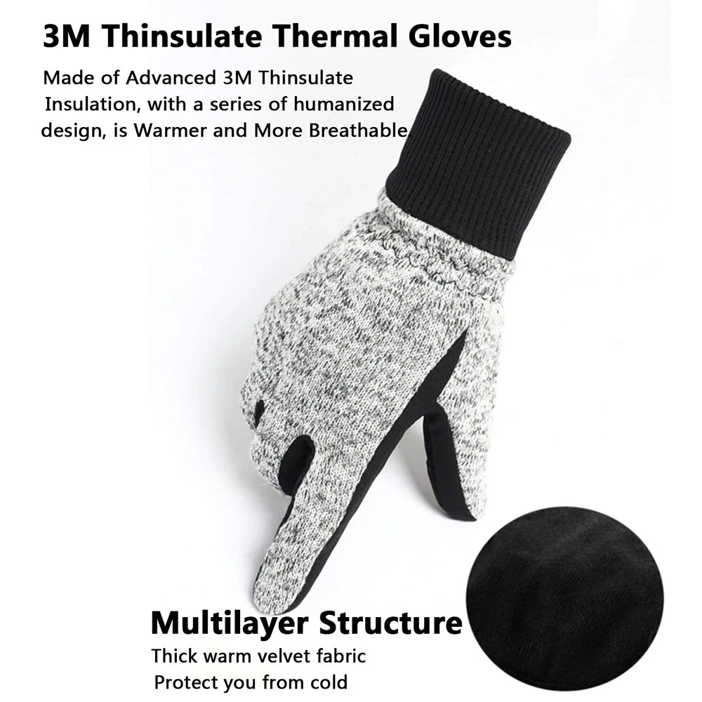 Custom Good Quality Winter wool Thick Gloves Keeping Warm Knitted Mittens Gloves For Men