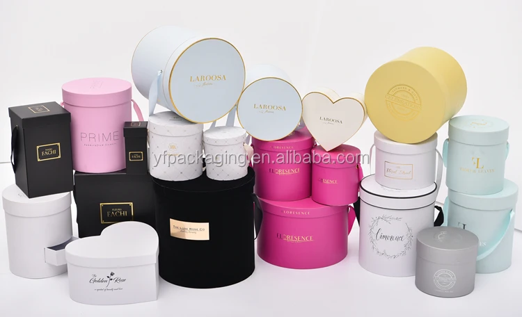 Yifeng high quality luxury wedding packaging customized logo romantic gift round cylinder paper packaging box rose flower box