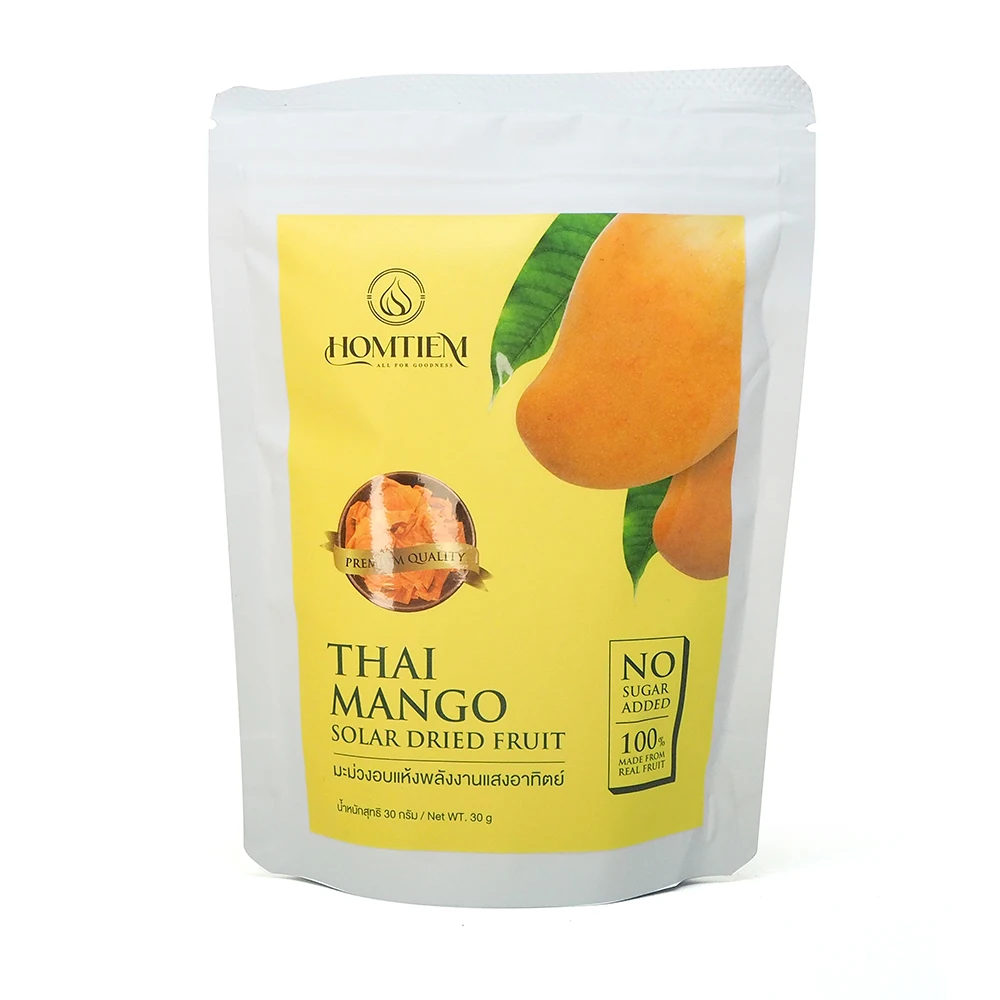 Homtiem Thai Mango Solar Dried Fruit 1.05 Oz (30g) Vegan, GlutenFree, Non-GMO, No Sugar Added, Nofrtificial Color and Flavor
