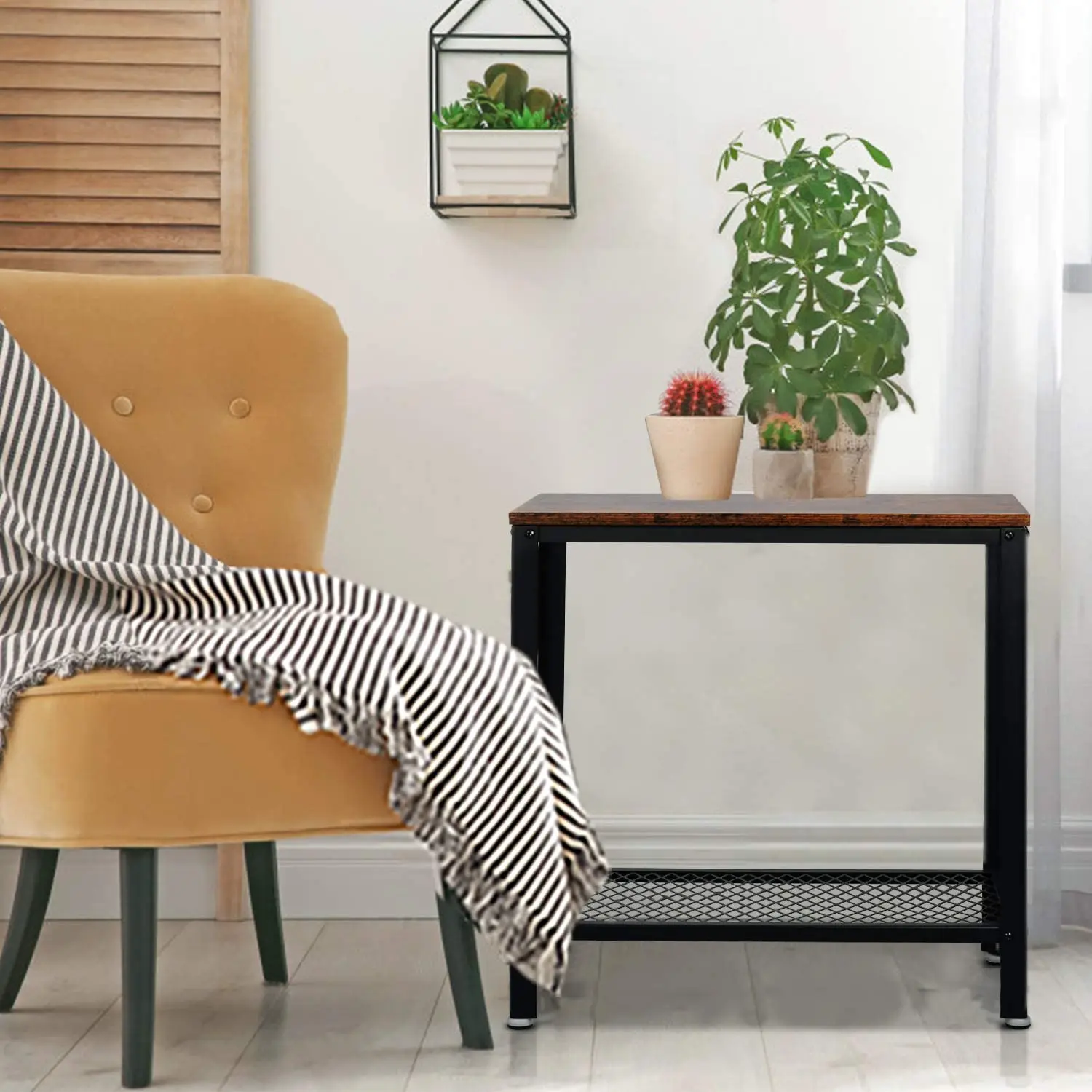 Hot selling End Side Table 2 Tier Nightstand with Storage Shelf Coffee Table Furniture for Living Room Bedroom Kitchen