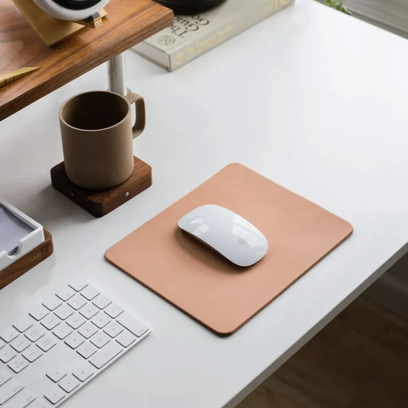 Пустой Пользовательский логотип гравировка ПУ искусственная кожа коврик для мыши