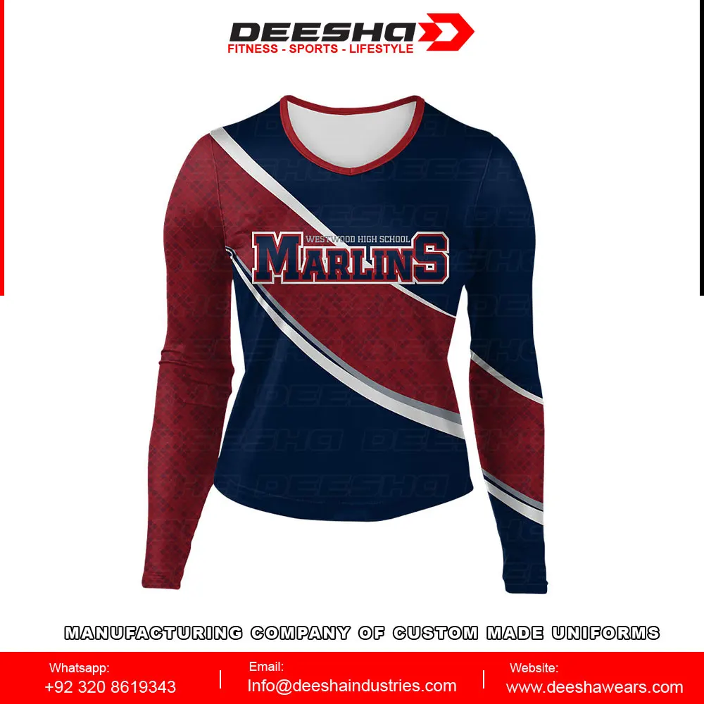 Top Quality Custom Made Women Cheer Long Sleeve Shell Marlins