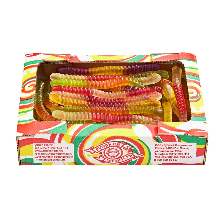 Best quality worms shape fruit flavors candy gummies 0.5 kg from manufacturer wholesale prices, jelly fruit candy