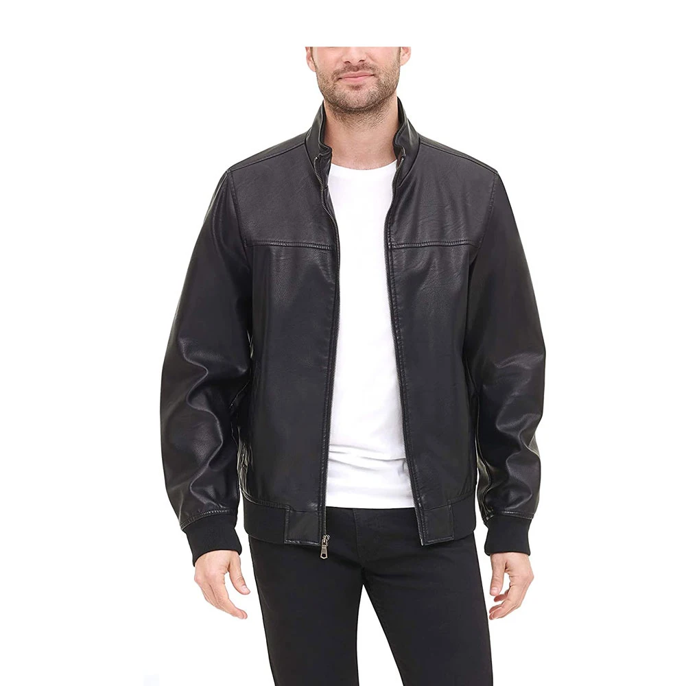 Superior quality Fashion Leather Biker Jacket for Stand Collar men Jackets for custom design