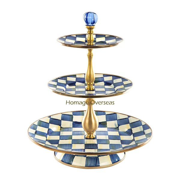 
Aluminium cast Cake Stand 3 Tier Chess Printed cake stand set 3 tier ceramic cake stand 