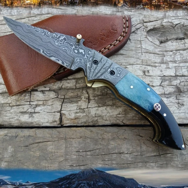 LWS884 Pocket Knife Folding Camping Hunting Damascus Steel Blade Foldable Stainless Item Packing Color Handle Weight Pieces