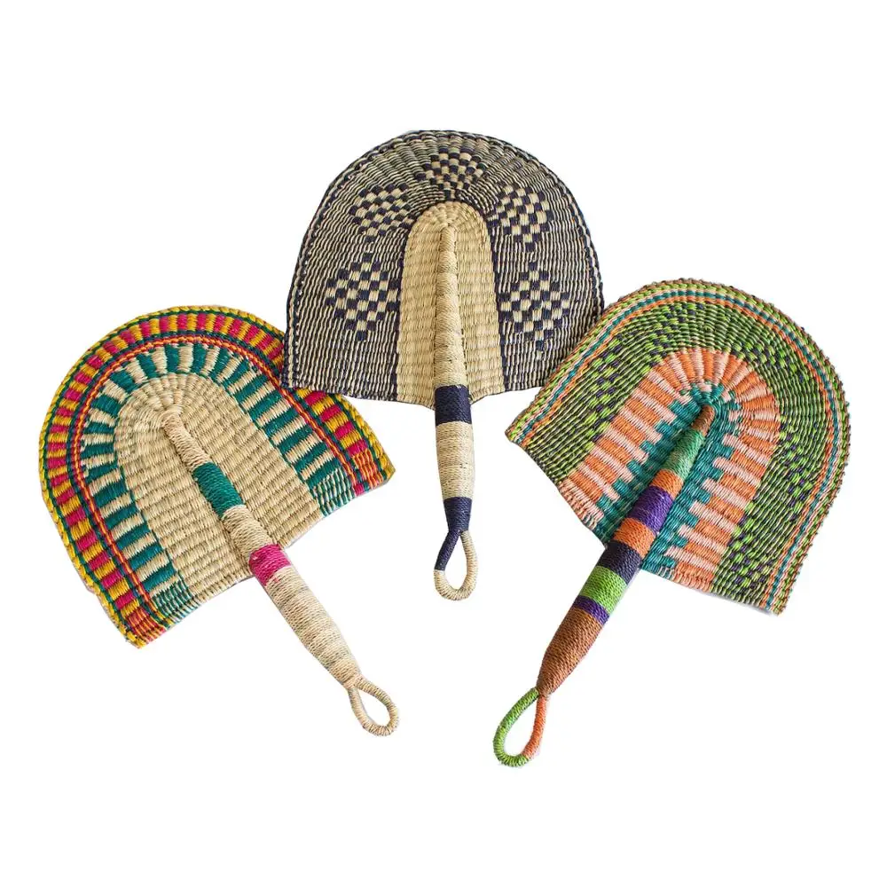 Decorative Handmade Seagrass Hand Fans Seagrass Wall Hanging Large Art and Crafts African Natural Carton Box Abstract Customized