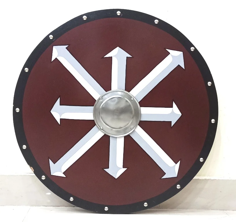 White Red Armor Shield  Captain Round Shield Leather Grip Wall Decor Shield