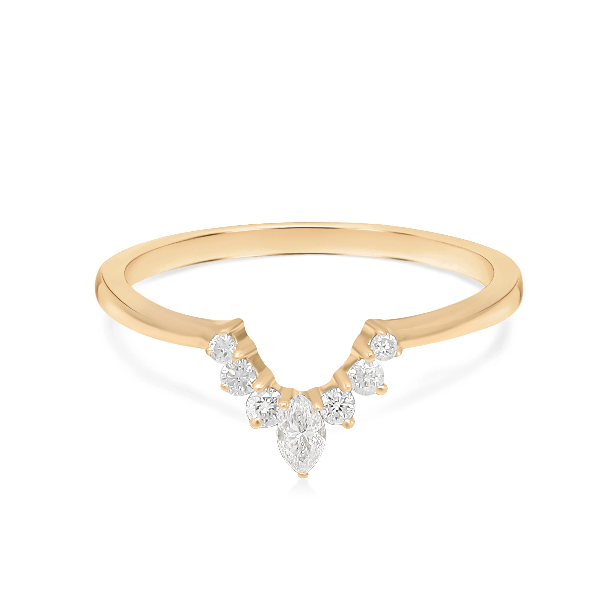 Natural Diamond Marquise Shape Round Diamond Gemstone Ring 14k Gold Diamond Ring