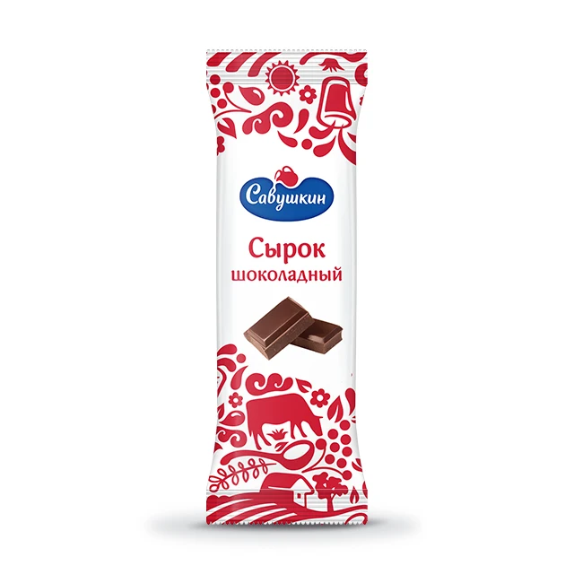 Glazed curd bar 20.0% fat with cocoa and vanilla flavor