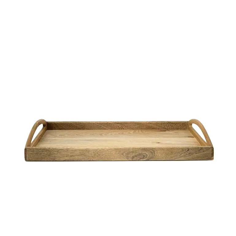 45 x 30 x 6 CMS Mango Wood Tray With Handle Handcrafted Food Drinks Serving Tray Home & Restaurant Use Mango Wooden Gift Tray
