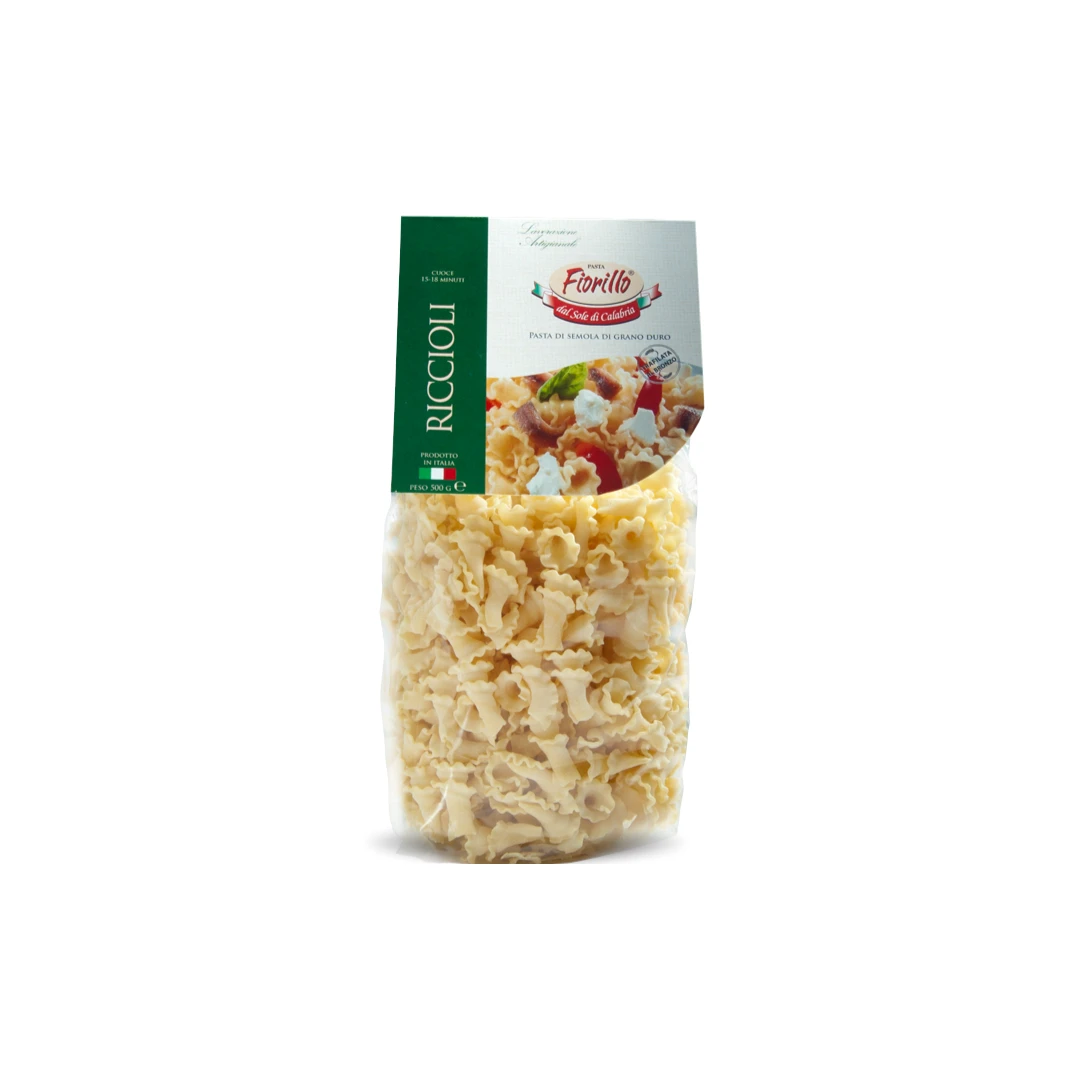 Riccioli artisan Высококачественная ручная работа, первоклассная макарон, жёсткая пшеничная семена, Pastificio Fiorillo 500gr