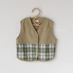 DE MARVI Toddler Kids Linen Cotton Checked Vest Boys Summer Fashion Clothes Korean Manufacturer MADE IN KOREA