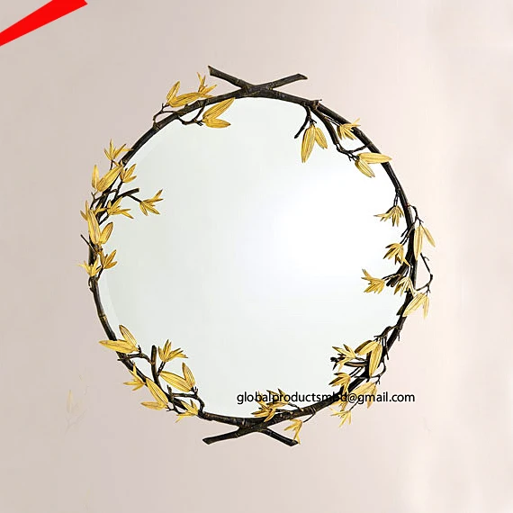 most luxury golden leaf wall mirror for interior