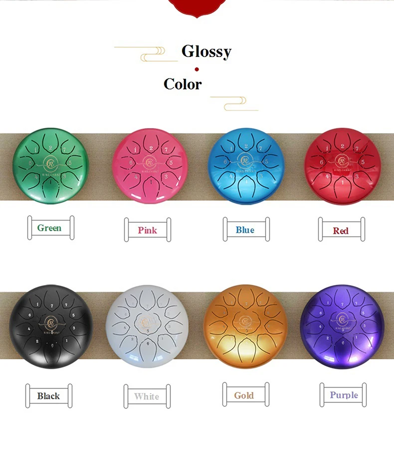 11 Notes Colorful Handpan Drum Stainless Steel Tongue Drum Set C Key With Travel Bag