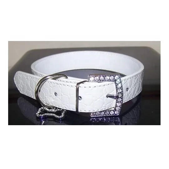 Top Trending Snake Skin Leather Fancy Dog Collar With Crystallized Buckle Wholesale Manufacturer